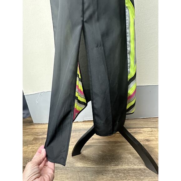 Michael Kors Maxi Black W/ Neon Geometric Design Drawstrings Stunning Dress Sz 8 - Picture 6 of 16